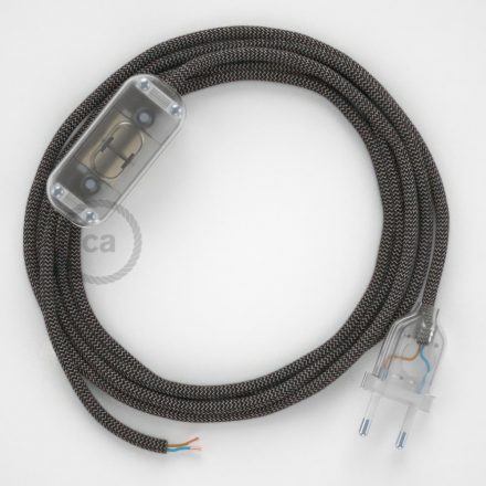  Lamp wiring, RD74 Anthracite ZigZag cotton and natural linen 1.80 m. Choose the color of the switch and connector.