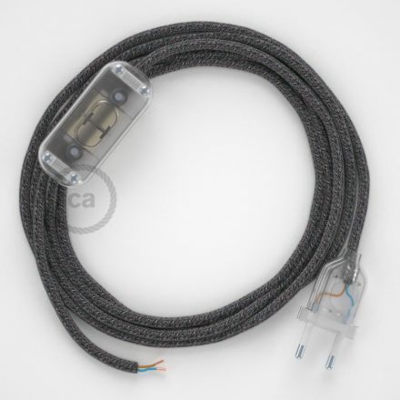 Lamp wiring, RS81 black cotton and natural linen 1.80 m. Choose the color of the switch and connector.