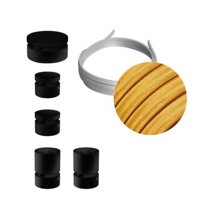  Filé System Wiggle Kit - with 3-meter light cable and 5 indoor, black-painted wooden components