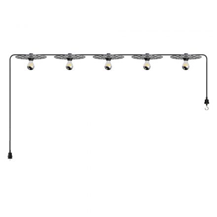  Maioliche' String Light Lumet system from 7.5 m with fabric cable, 5 lamp holders and lamp shade, hook and black connector