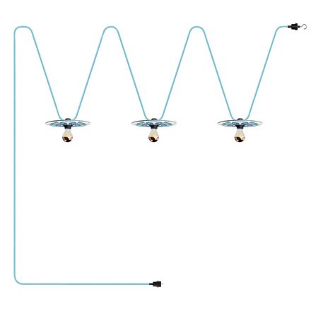  Maioliche String Light Lumet system from 10 m with fabric cable, 3 lamp holders and lamp shade, hook and black connector