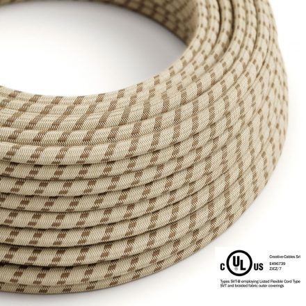  Round Electrical Cable 150 ft (45.72 m) Reel RD53 Stripes Bark Cotton and Natural Linen - UL Listed