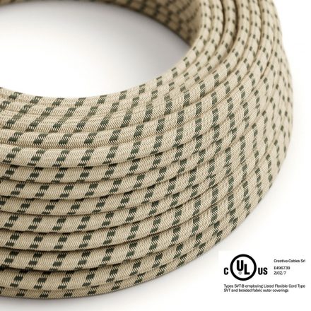  Round Electrical Cable 150 ft (45.72 m) Reel RD54 Stripes Anthracite Cotton and Natural Linen - UL Listed