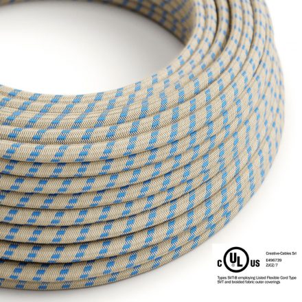  Round Electrical Cable 150 ft (45.72 m) Reel RD55 Stripes Steward Blue Cotton and Natural Linen - UL Listed