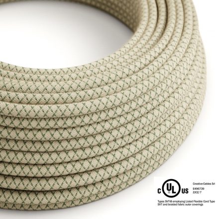  Round Electrical Cable 150ft (45.72m) Roll RD62 Lozenge Green Thyme Cotton and Natural Linen - UL Listed