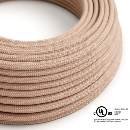  Round Electrical Cable 150 ft (45.72 m) Roll RD71 ZigZag Ancient Pink Cotton and Natural Linen - UL Listed