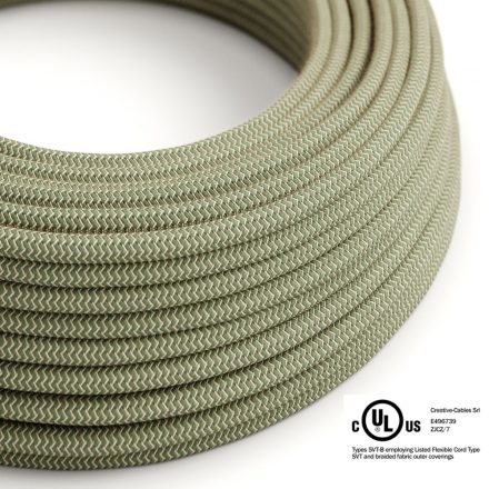  Round Electrical Cable 150ft (45.72m) Roll RD72 ZigZag Green Thyme Cotton and Natural Linen - UL Listed