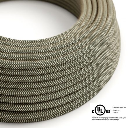  Round Electrical Cable 150 ft (45.72 m) Reel RD74 ZigZag Anthracite Cotton and Natural Linen - UL Listed