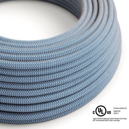  Round Electrical Cable 150 ft (45.72 m) Reel RD75 ZigZag Steward Blue Cotton and Natural Linen - UL Listed