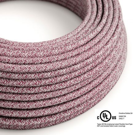  Round Electrical Cable 150 ft (45.72 m) Reel RS83 Shimmer Burgundy Cotton and Natural Linen - UL Listed