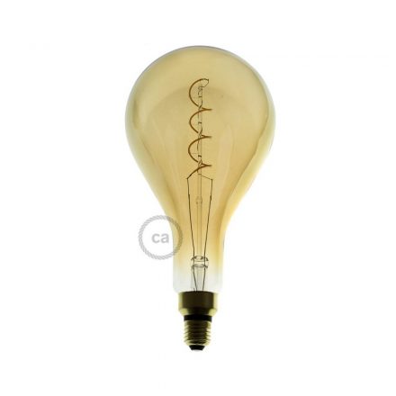 XXL LED Golden Bulb - Pear A165 Curved Spiral Filament - 5W E27 Dimmable 2000K