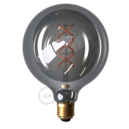 Smoky LED bulb - Globe G125 curved spiral filament - 5W 120Lm E27 1800K adjustable