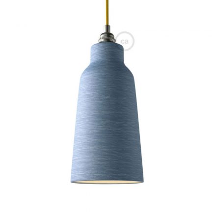  Ceramic Lampshade Bottle, Materia Collection - Made in Italy Striped Avion-White