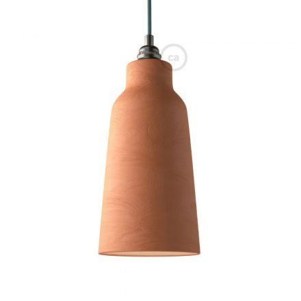  Ceramic Lampshade Bottle, Materia Collection - Made in Italy Striped Terracotta-White