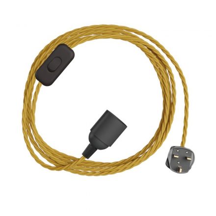 SnakeBis Twisted - Wires with lamp holder, twisted textile cable and UK connector