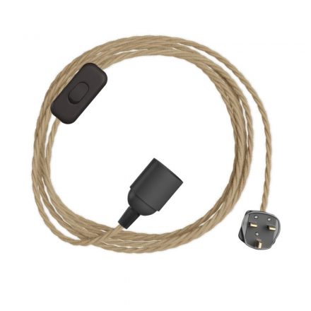 SnakeBis Twisted - Wires with lamp holder, twisted textile cable and UK connector