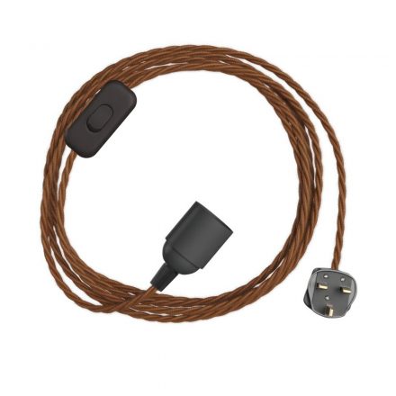 SnakeBis Twisted - Wires with lamp holder, twisted textile cable and UK connector