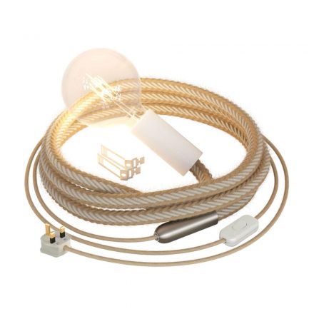  SnakeBis cord - Plug-in lamp with jute twisted cord and UK plug