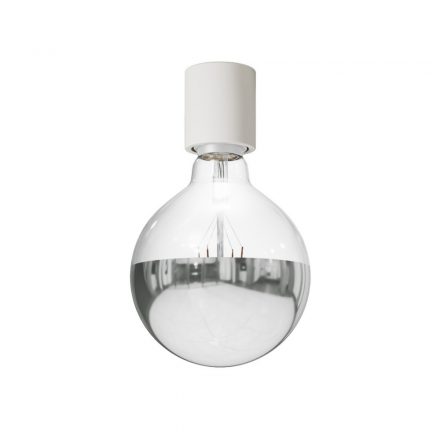 Applique with exposed light bulb and half silver sphere - IP44 Waterproof