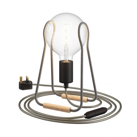  Taché Metal table lamp with fabric cable, switch and UK plug