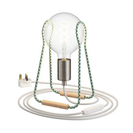  Taché Metal table lamp with fabric cable, switch and UK plug