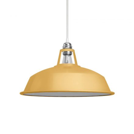  Dockyard Lampshade made of Enamelled Metal, with E27 Fixture, 38 cm Diameter Mustard Yellow