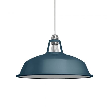  Dockyard Lampshade made of Enamelled Metal, with E27 Fixture, 38 cm Diameter Petrol Blue