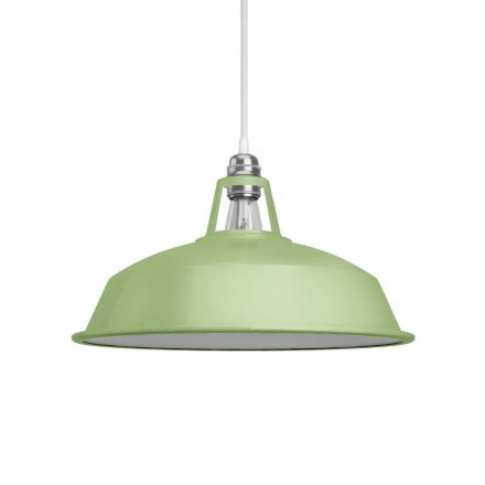  Dockyard Lampshade made of Enamelled Metal, with E27 Fixture, 38 cm Diameter Soft Green