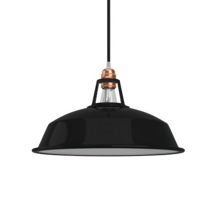  Dockyard Lampshade made of Enamelled Metal, with E27 Fixture, 38 cm Diameter Black