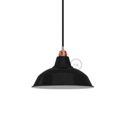  Bistrot Lampshade in Polished Metal with E27 Fixture, 30 cm Diameter Black