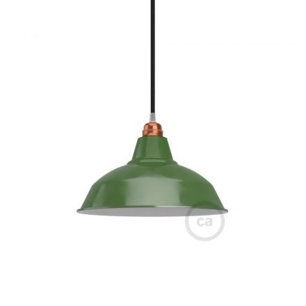  Bistrot Lampshade in Polished Metal with E27 Fixture, 30 cm Diameter Green