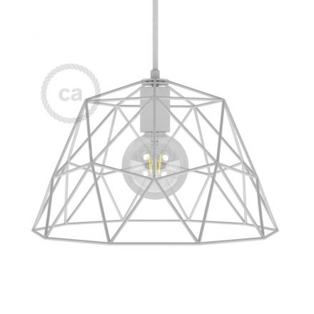  Dome XL Naked Cage Metal Lampshade with E27 Lamp Holder White