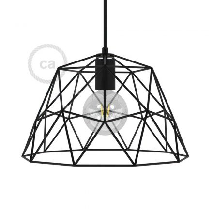  Dome XL Naked Cage Metal Lampshade with E27 Lamp Holder Black