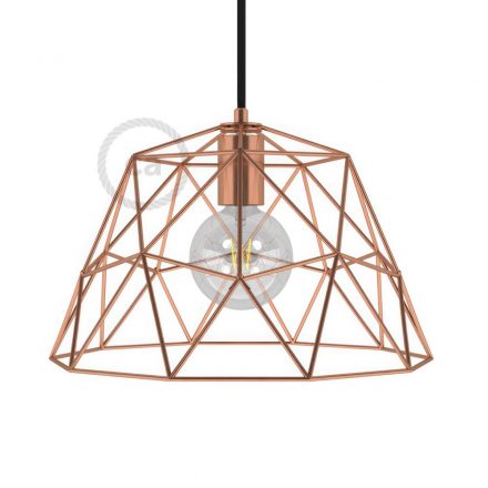  Dome XL Naked Cage Metal Lampshade with E27 Lamp Holder Copper