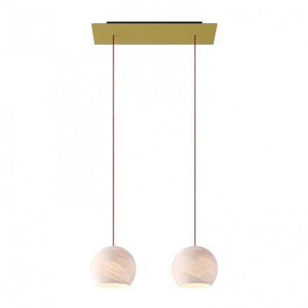  light pendant lamp 675 mm rectangular with XXL Rose-One, fabric cable and Dome XS lampshade