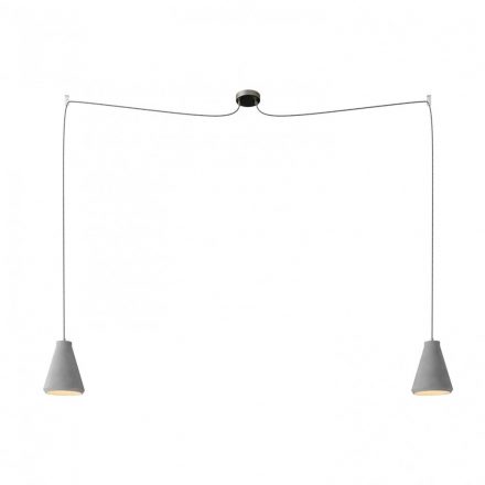 Spider - 2-light, multi-suspended lamp made in Italy with fabric cable and concrete lampshade