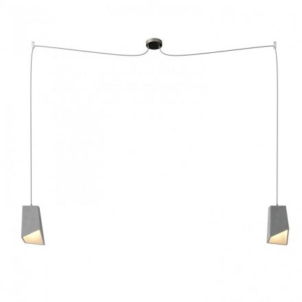 Spider - 2-light, multi-suspended lamp made in Italy with fabric cable and concrete lampshade