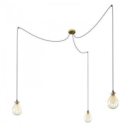  Spider - Made in Italy 3-light multi-suspension lamp with fabric cable and Drop lampshade