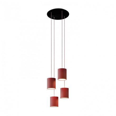 4-light pendant lamp with 400 mm round XXL Rose-One, fabric cable and fabric cylindrical lampshade