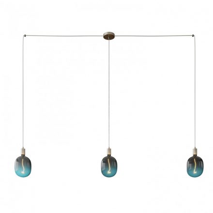  Spider - 3-light, multi-suspension lamp, made in Italy, with fabric cable and metal coating