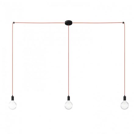  Spider - 3-light, multi-suspension lamp, made in Italy, with fabric cable and metal coating