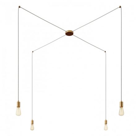  Spider - 4-light, multi-suspended lamp made in Italy with fabric cable and metal surface