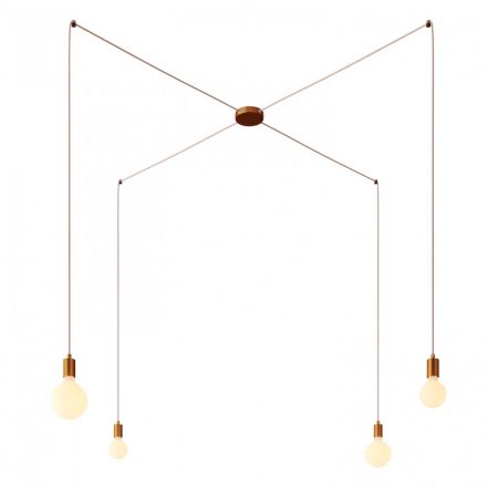  Spider - 4-light, multi-suspended lamp made in Italy with fabric cable and metal surface