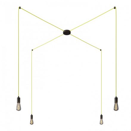  Spider - 4-light, multi-suspended lamp made in Italy with fabric cable and metal surface