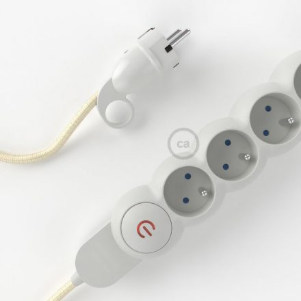  French Power Strip with electric cord RM00 covered with rayon fabric and Schuko plug with comfort ring