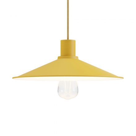  Swinging Enamel Metal Lampshade with E27 Socket Mustard Yellow