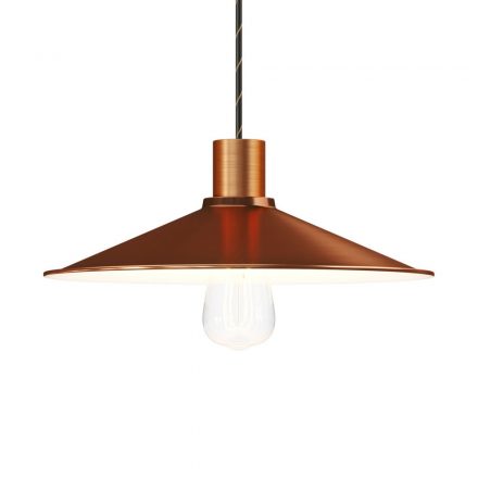  Swinging Enamel Metal Lampshade with E27 Socket White-Brushed Copper