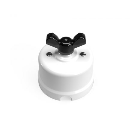  White porcelain switch/controller with butterfly nut