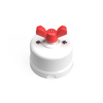  White porcelain switch/controller with butterfly nut