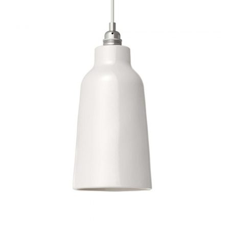  Hanging lamp with textile cable, bottle with ceramic lampshade and metal details - Made in Italy - Bulb included